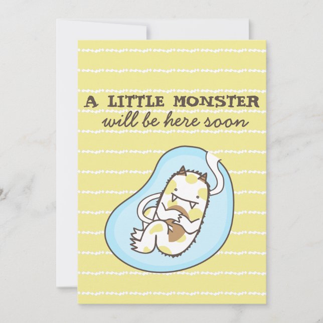 Invitation de Baby shower de petit monstre (garçon (Devant)
