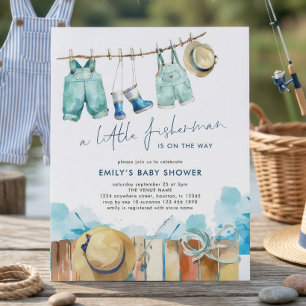 Invitation de Baby Shower de petit pêcheur à petit