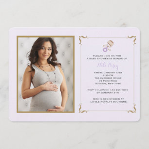 Invitation de baby shower de photo de hochet de