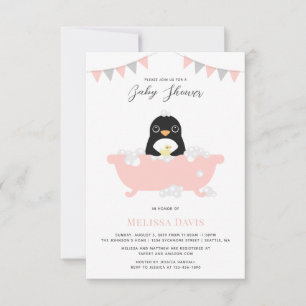 Invitation de Baby shower de pingouin