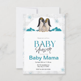 Invitation de Baby shower de pingouin