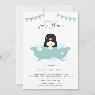 Invitation de Baby shower de pingouin