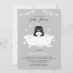 Invitation de Baby shower de pingouin
