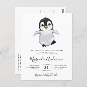 Invitation de Baby shower de pingouin mignon