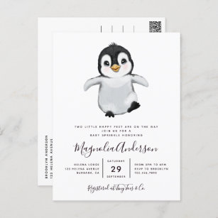 Invitation de Baby shower de pingouin mignon