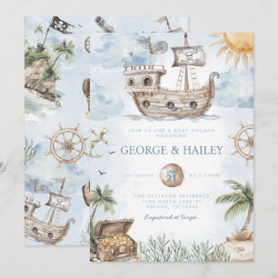 Invitation de Baby shower de pirate nautique