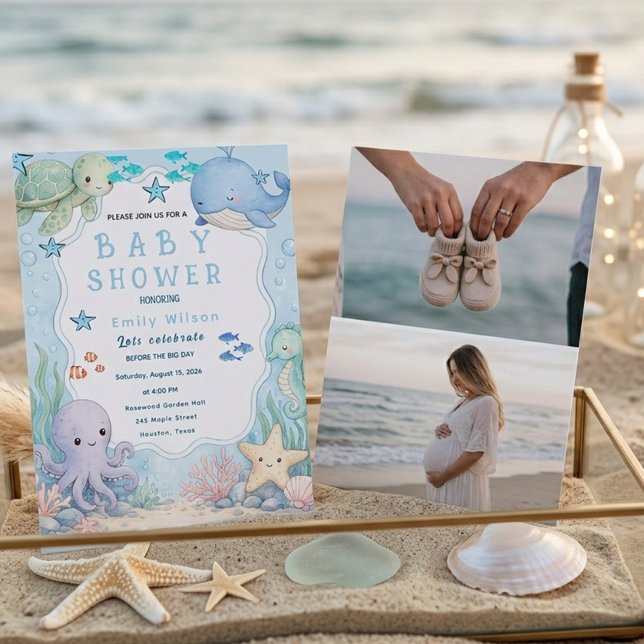 Invitation de Baby Shower de plage esthétique mode (Créateur téléchargé)