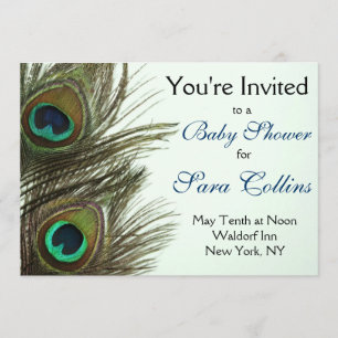 Invitation de baby shower de plume de paon