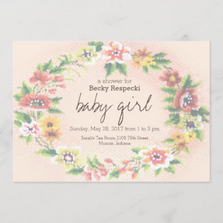 Invitation de Baby shower de point de croix de cou