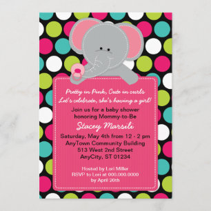Invitation de baby shower de Polkadot d'éléphant
