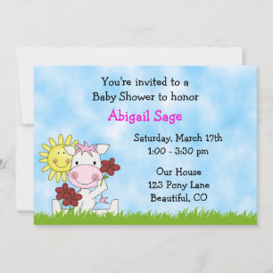 Invitation de Baby shower de pony pour les filles