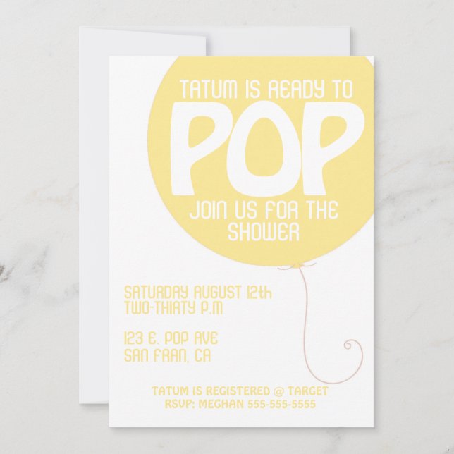 Invitation de baby shower de POP (Devant)