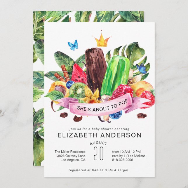 Invitation de Baby shower de Popsicle d'été (Devant / Derrière)