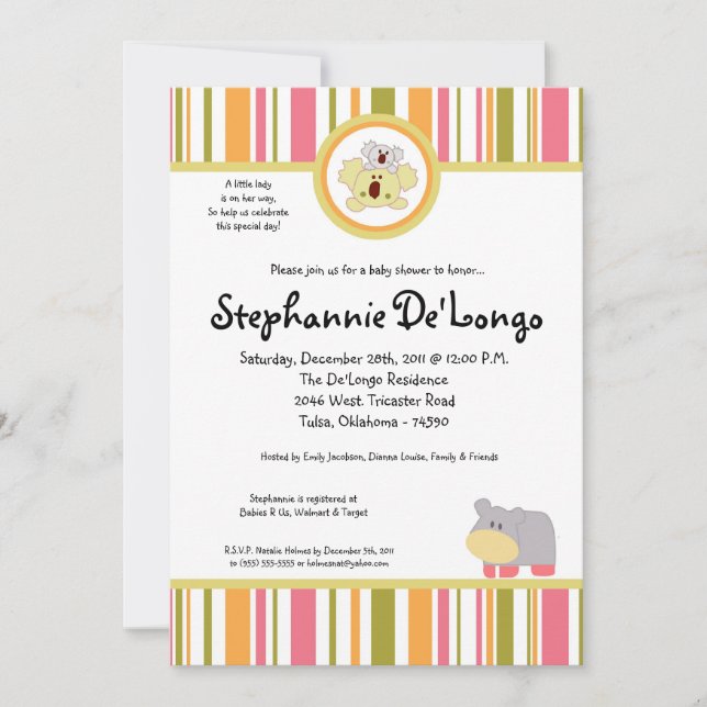 Invitation de Baby shower de punch tropical 5x7 (Devant)
