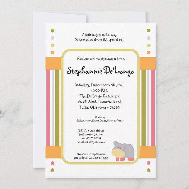 Invitation de Baby shower de punch tropical 5x7 (Devant)