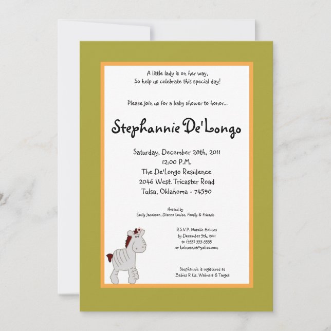 Invitation de Baby shower de punch tropical 5x7 (Devant)