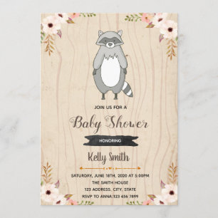Invitation de baby shower de raton laveur