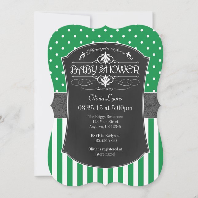 Invitation de Baby shower de rayures de tableau no (Devant)