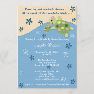 Invitation de Baby shower de récif de tortue Fille