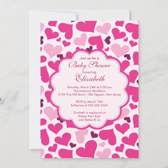 Invitation de baby shower de ressort de coeur (Devant)