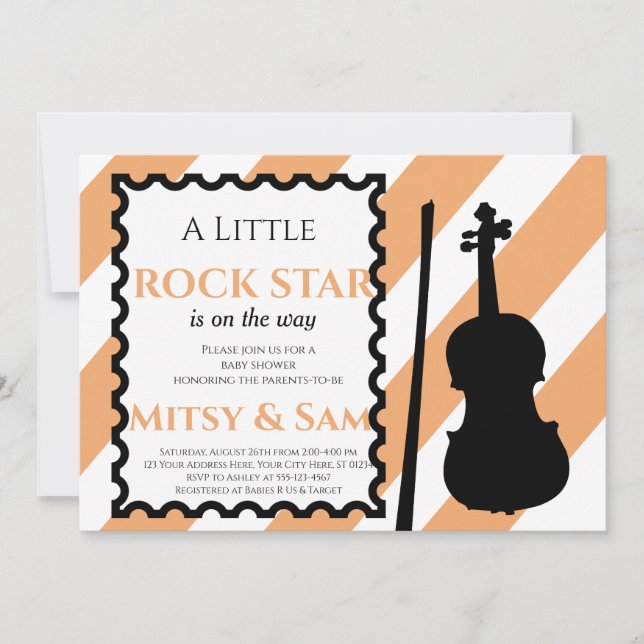 Invitation de Baby shower de roche jaune Rock a By (Devant)