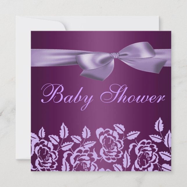 Invitation de baby shower de rose de pourpre (Devant)