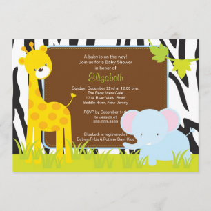 Invitation de baby shower de safari d'animaux de