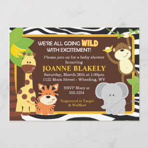 Invitation de baby shower de safari de jungle