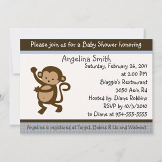 Invitation de Baby shower de singe dansant