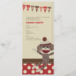 Invitation de baby shower de singe de chaussette