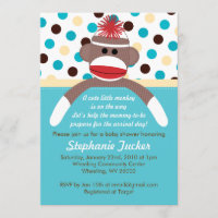Invitation de baby shower de singe de chaussette
