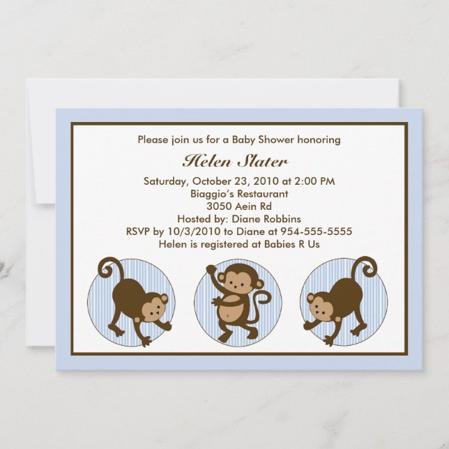 Invitation de Baby shower de singe de Pop Mod (Devant)