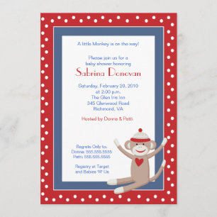 Invitation de Baby shower de singe de réserve 5x7 