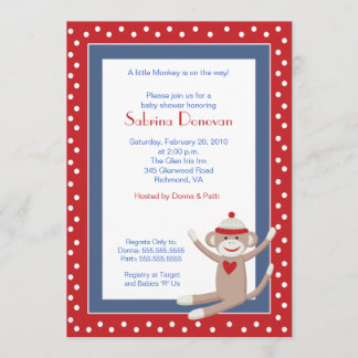 Invitation de Baby shower de singe de réserve 5x7