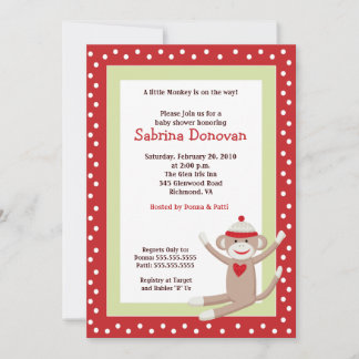 Invitation de Baby shower de singe de réserve 5x7