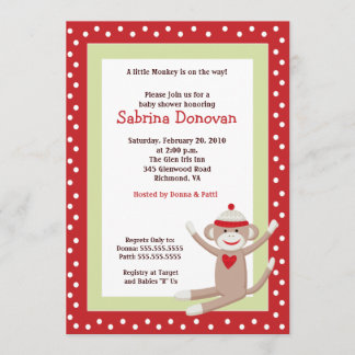 Invitation de Baby shower de singe de réserve 5x7