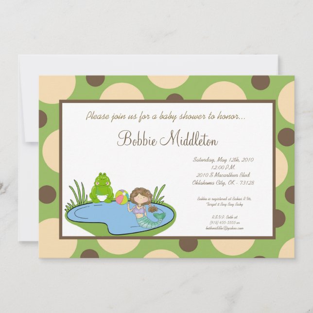 invitation de baby shower de sirène d'étang de (Devant)