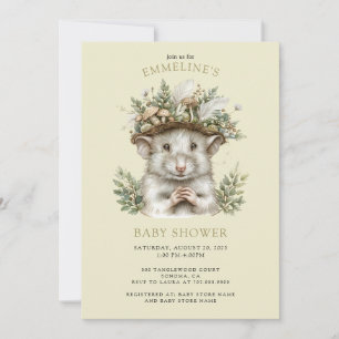 Invitation de Baby shower de souris de forêt encha