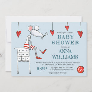 Invitation de Baby shower de souris et de berceau