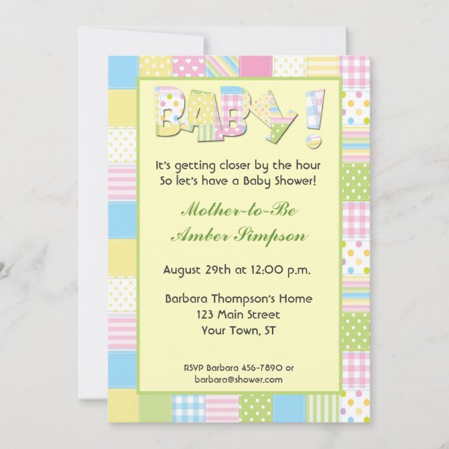 Invitation de Baby shower de surface composée Patc (Devant)