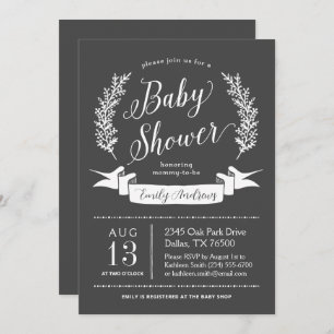 Invitation de Baby shower de tableau de bord rusti