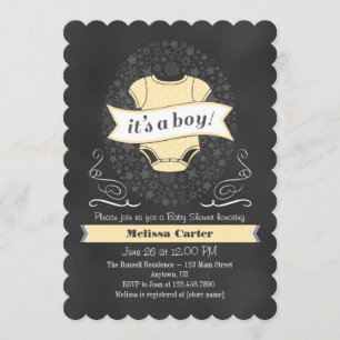 Invitation de Baby shower de tableau noir en ivoir