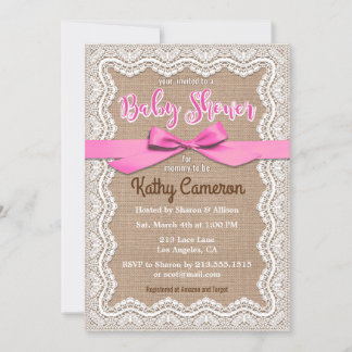 Invitation de Baby shower de toile de Burlap et de