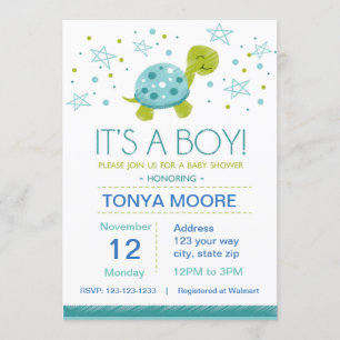 Invitation de baby shower de tortue d'étoile