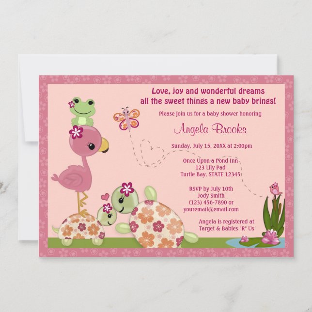 Invitation de baby shower de TORTUE une fois sur (Devant)