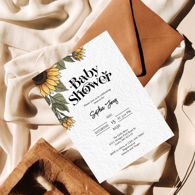 Invitation de Baby shower de tournesol floral rust (Créateur téléchargé)