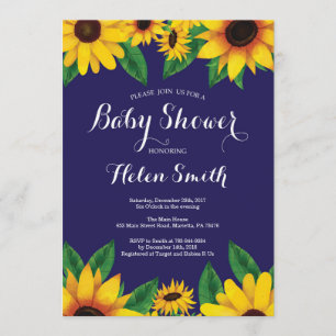 Invitation de baby shower de tournesols de bleu