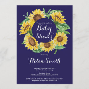 Invitation de baby shower de tournesols de bleu