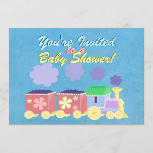 Invitation de baby shower de train de bébé