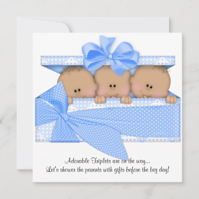 Invitation de baby shower de triplet (Devant)